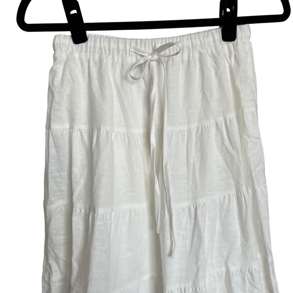 NWT Peppermayo Mariella White Linen Cotton Maxi Tiered Skirt SZ 2 Coastal Beach - Picture 4 of 10